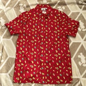 Disney- button-down collared shirt. Tiki-Room/ Adventureland themed shirt